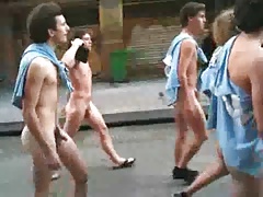 Frat boys walking public street naked