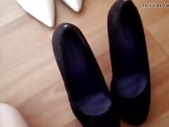 Girlfrend high heel. Cum on black shoe