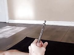 Intense Orgasm on the Floor After Fucking Urethra with Vibrator