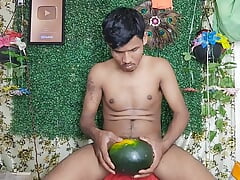 Big Cock man self fucking  Water Melon at home