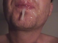 Two Cumshots in own face