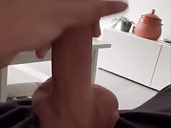 Uncut cock Cumming on cookies and eating it in adidas tracksuit