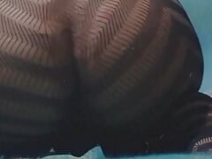 Horny Young Femboy Playing with His Ass in Sexy Fishnet