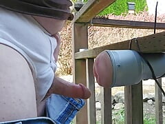 Fleshlight fucking through tightly whities outdoors
