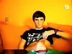Amateur boy's first on-tape masturbation try
