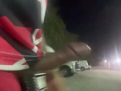 Flashing and cumming on the parking lot