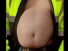 Construction Worker Shows His Belly