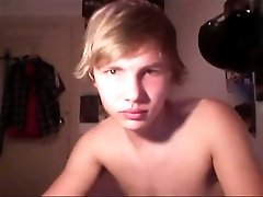 Hot Russian teenager rubs his dick in bedroom